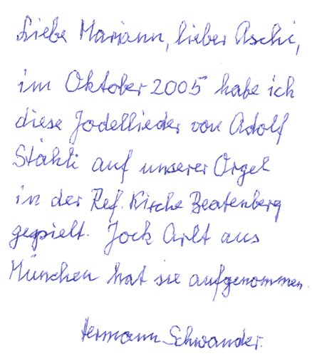 Handschrift von Hermann Schwander