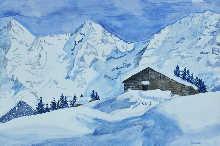 Aquarell von Eveline Steiner / Foto: Fritz Bieri