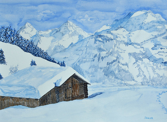 Aquarell von Eveline Steiner / Foto: Fritz Bieri