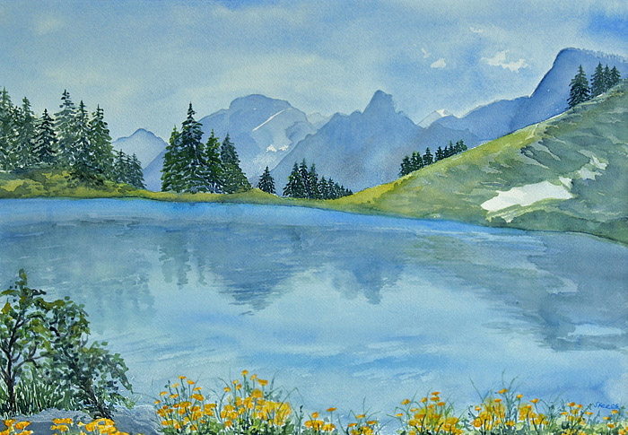 Aquarell von Eveline Steiner / Foto: Fritz Bieri
