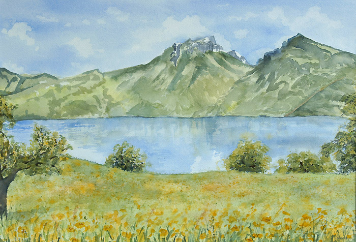 Aquarell von Eveline Steiner / Foto: Fritz Bieri
